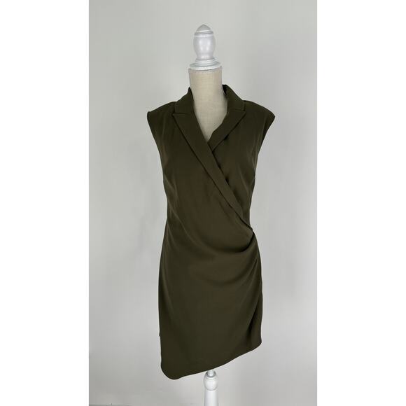 Express Sleeveless Wrap Asymmetrical Hem Mini Blazer Dress Womens 12 Green New - Picture 4 of 13